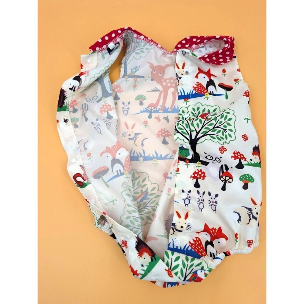 Baby Romper Girl 12-18 M White Deer Fox Satin Outfit Woodland Novelty Print - Picture 6 of 10
